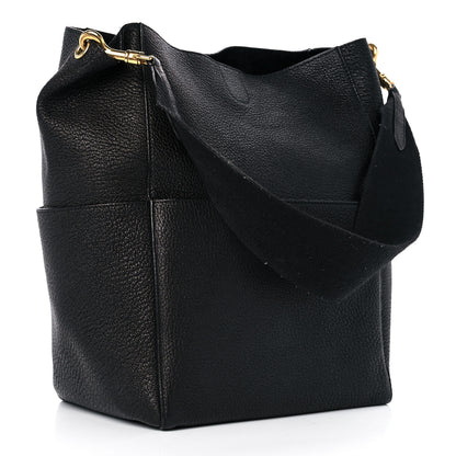 Celine Soft Grained Calfskin Sangle Bucket Bag Black 3 of 16