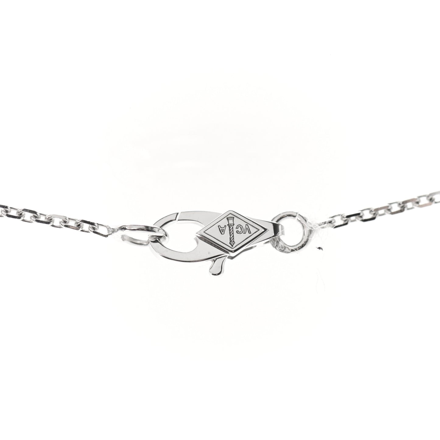 18K White Gold Diamond Sweet Alhambra Pendant Necklace