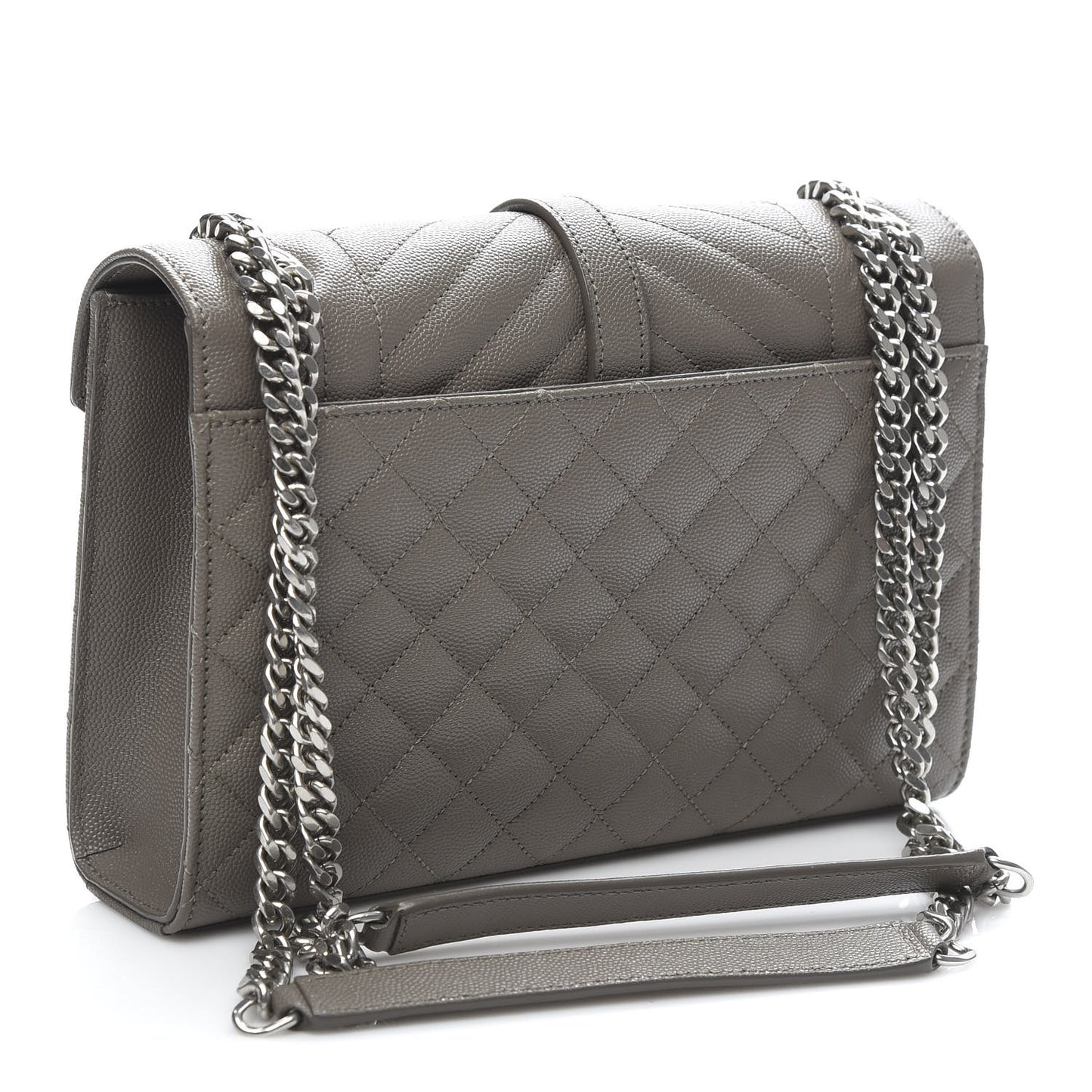 Grain De Poudre Textured Mixed Matelasse Medium Triquilt Monogram Satchel Earth