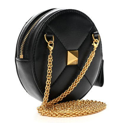 Valentino Garavani Calfskin Roman Stud Round Crossbody Bag Black 3 of 7