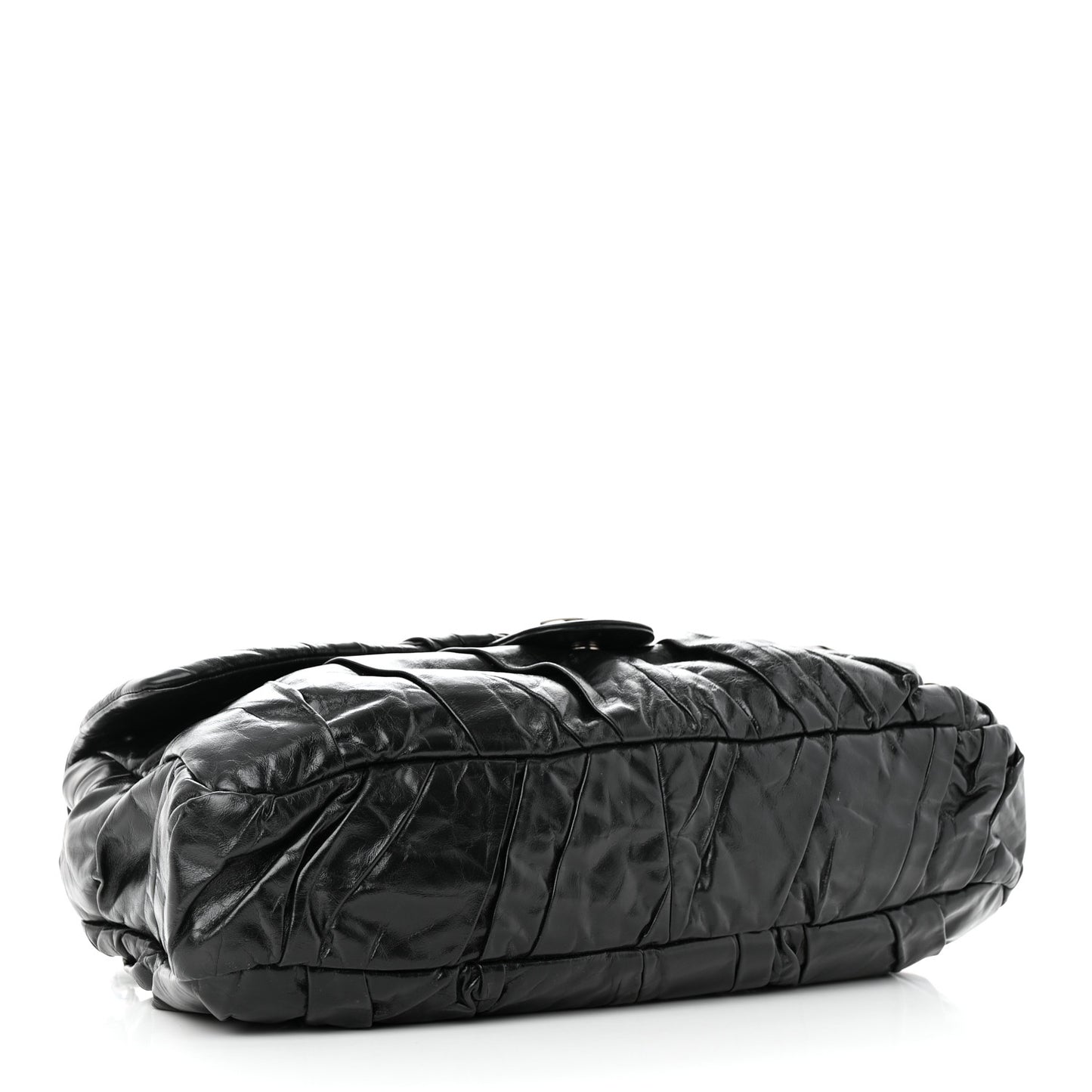 Glazed Calfskin Twisted Maxi Flap Black