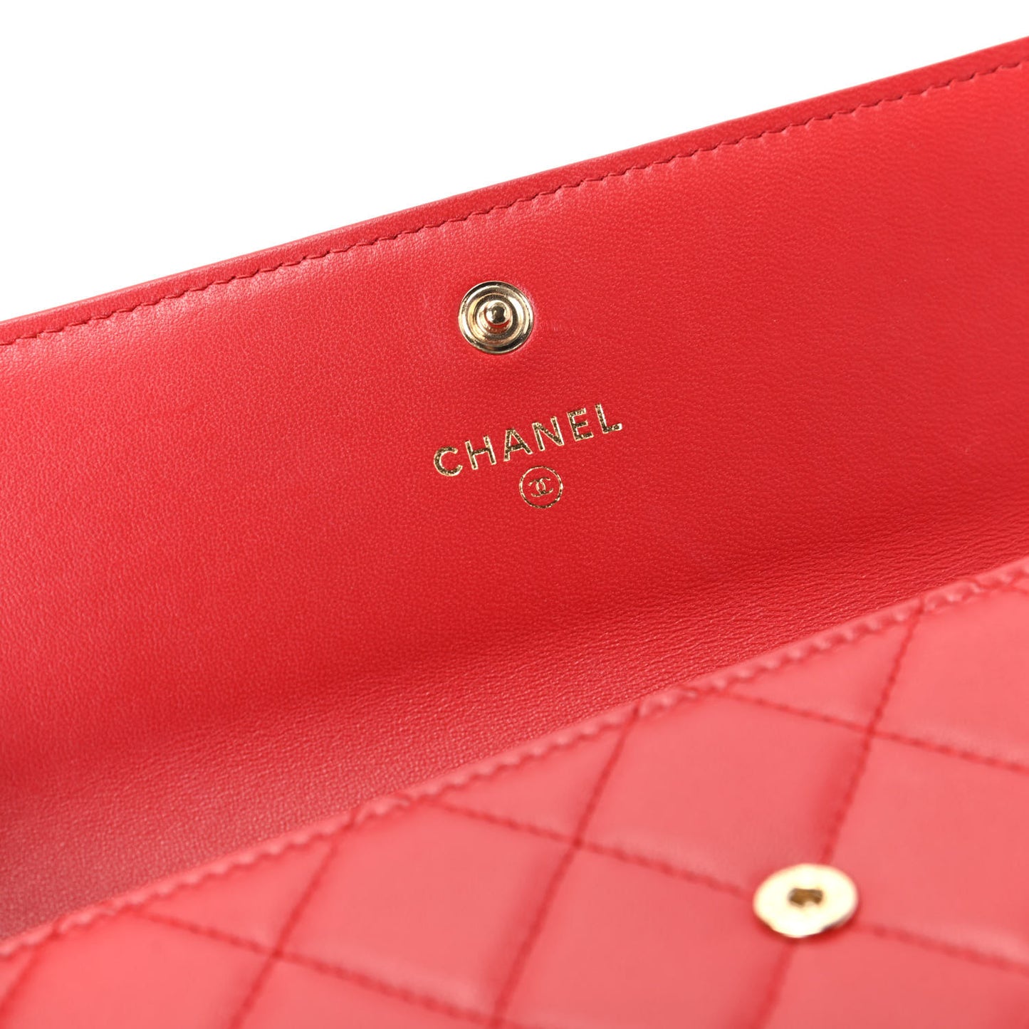 Lambskin Quilted Boy Flap Wallet Red