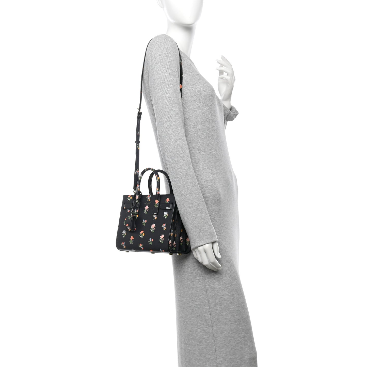 Calfskin Prairie Printed Nano Sac De Jour Black