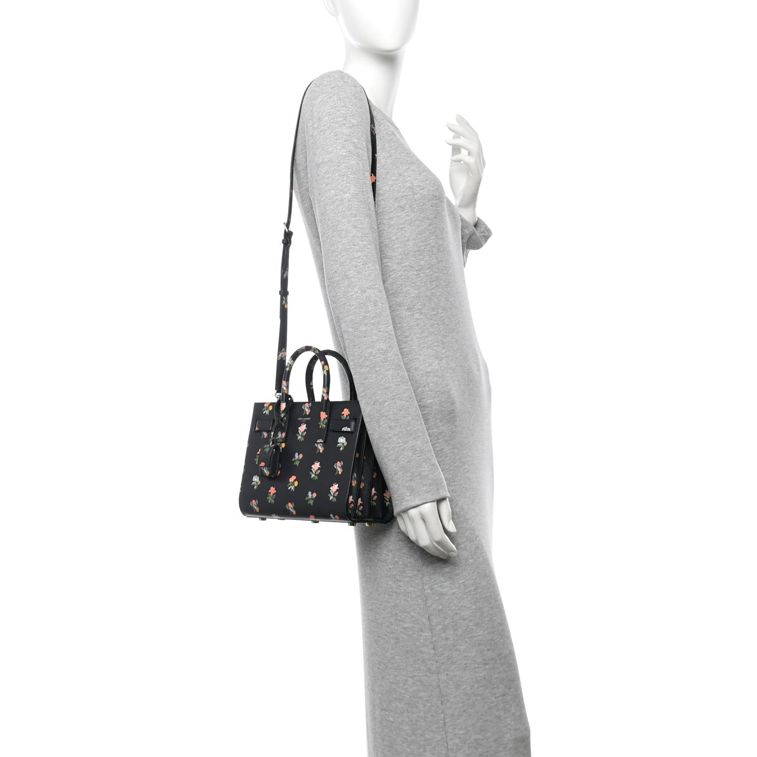 Saint Laurent Calfskin Prairie Printed Nano Sac De Jour Black 2 of 10
