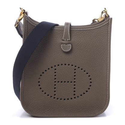Hermes Taurillon Clemence Amazone Evelyne TPM Etoupe Bleu Indigo 1 of 11