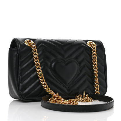 Gucci Calfskin Matelasse Small GG Marmont Shoulder Bag Black 3 of 10