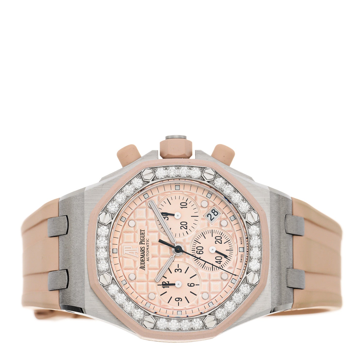 Audemars Piguet Stainless Steel Rubber Diamond Bezel 37mm Royal Oak Offshore Lady Chronograph Automatic Watch Champagne 26048SK.ZZ.D082CA.01 2 of 5