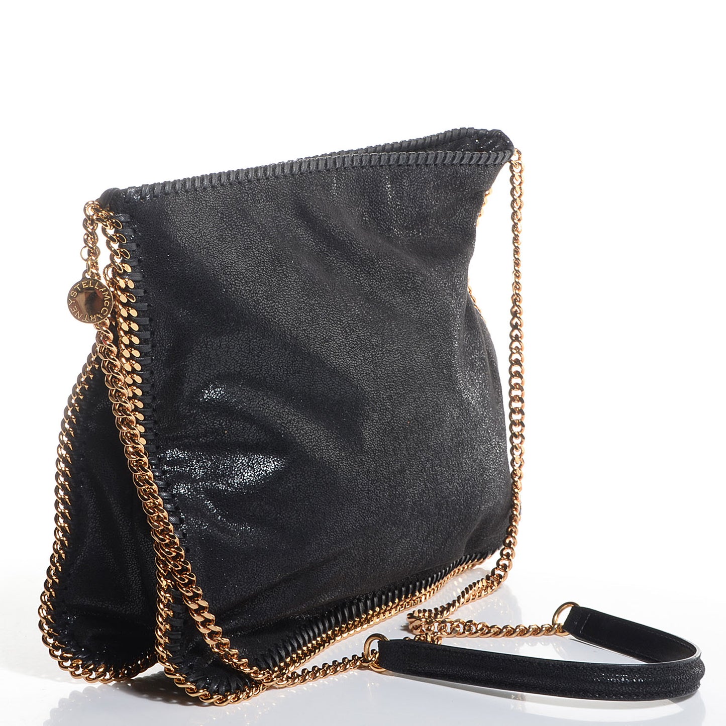 Faux Leather Shaggy Deer Medium Falabella Crossbody Bag Black