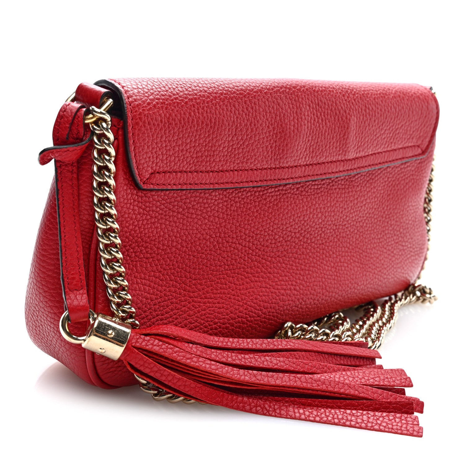 Gucci Pebbled Calfskin Medium Soho Flap Crossbody Vibrant Red 3 of 9