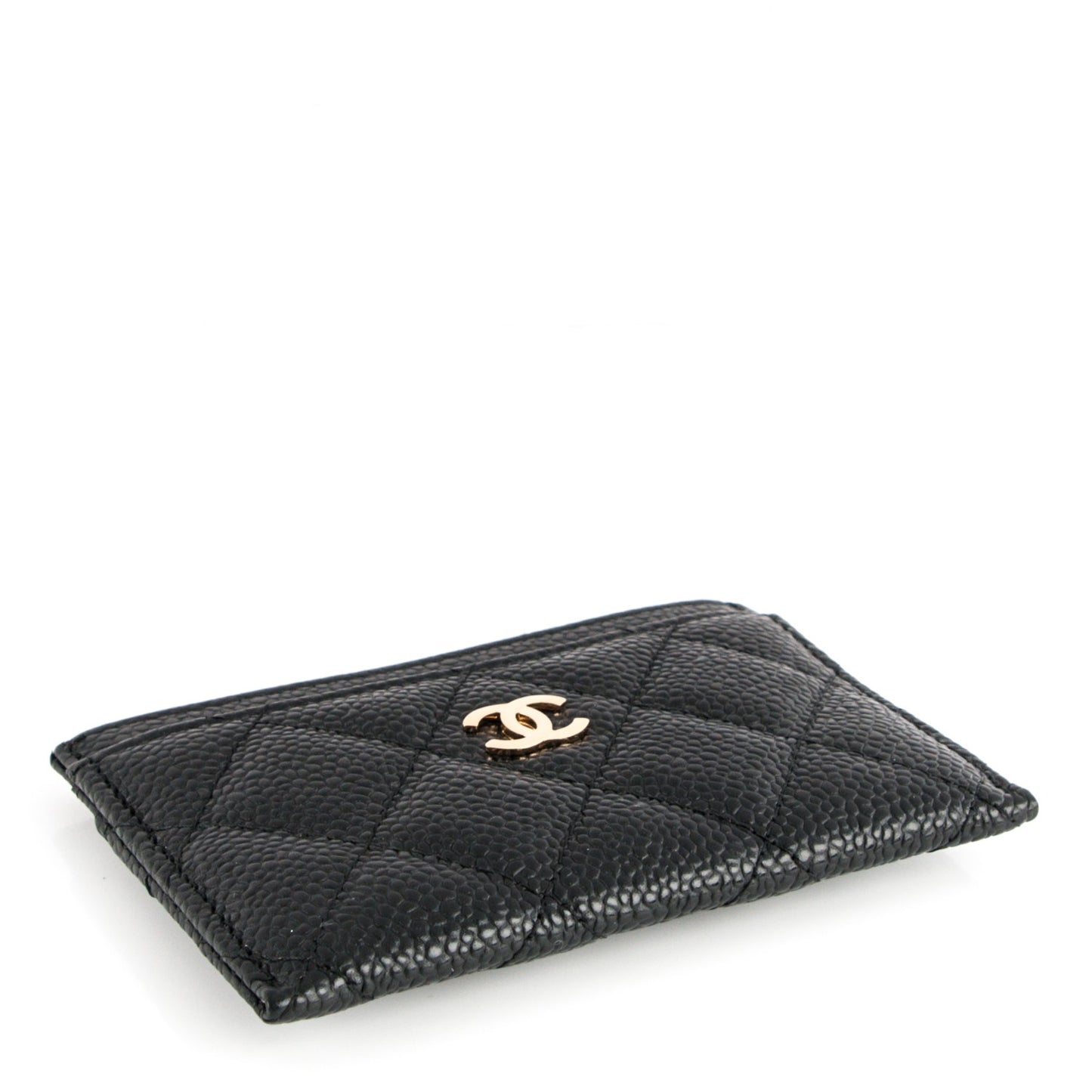 Caviar Quilted Card Holder Black