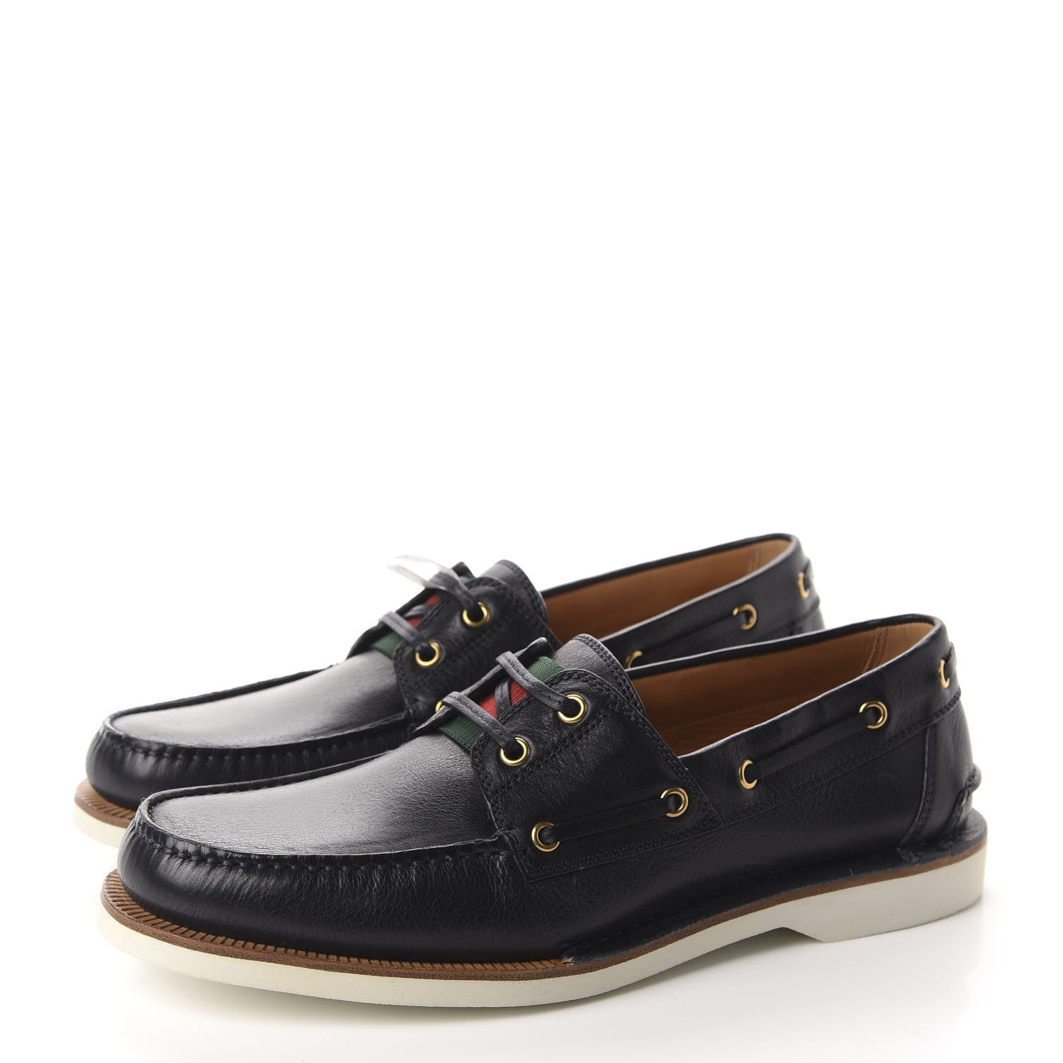 Gucci Calfskin Mens Delta Boat Loafers 8 Black 3 of 10