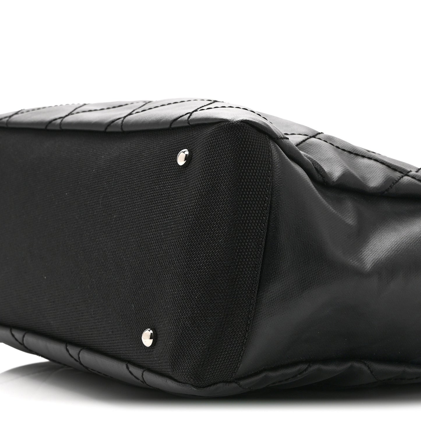 Coated Canvas Quilted Large Paris Biarritz Tote Black