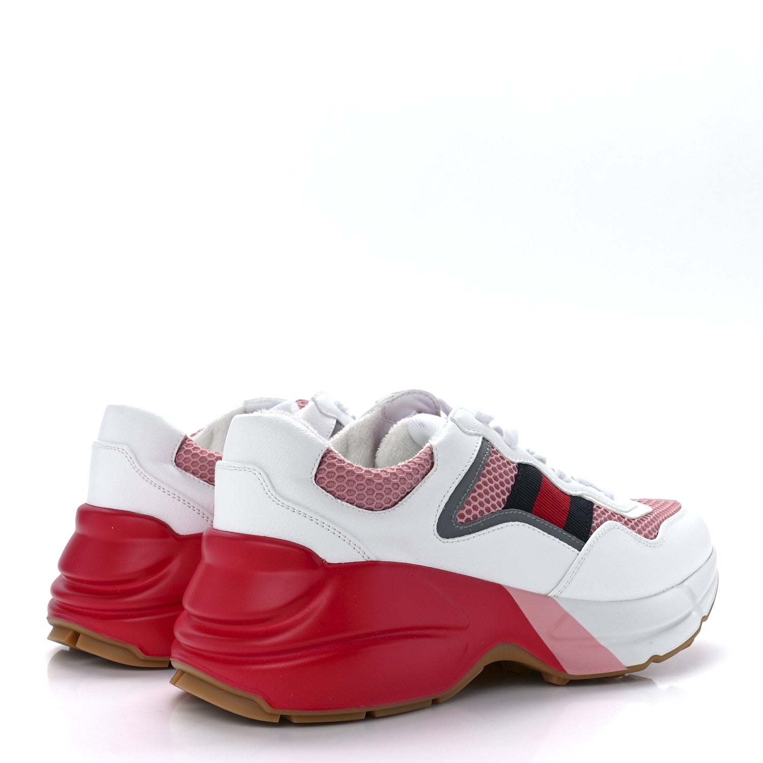 Gucci Lavaredo Eco Fabric Mesh Web Womens Rhyton Reflective Sneakers 37 Great White Water Rose Silver 4 of 9