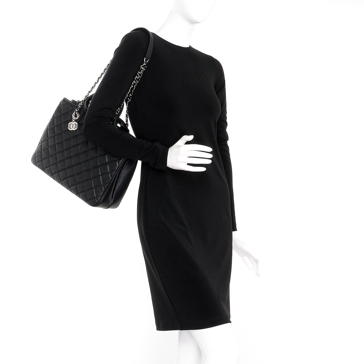 Chanel Caviar Quilted Urban Companion Top Handle Shopping Tote Black 2 of 7