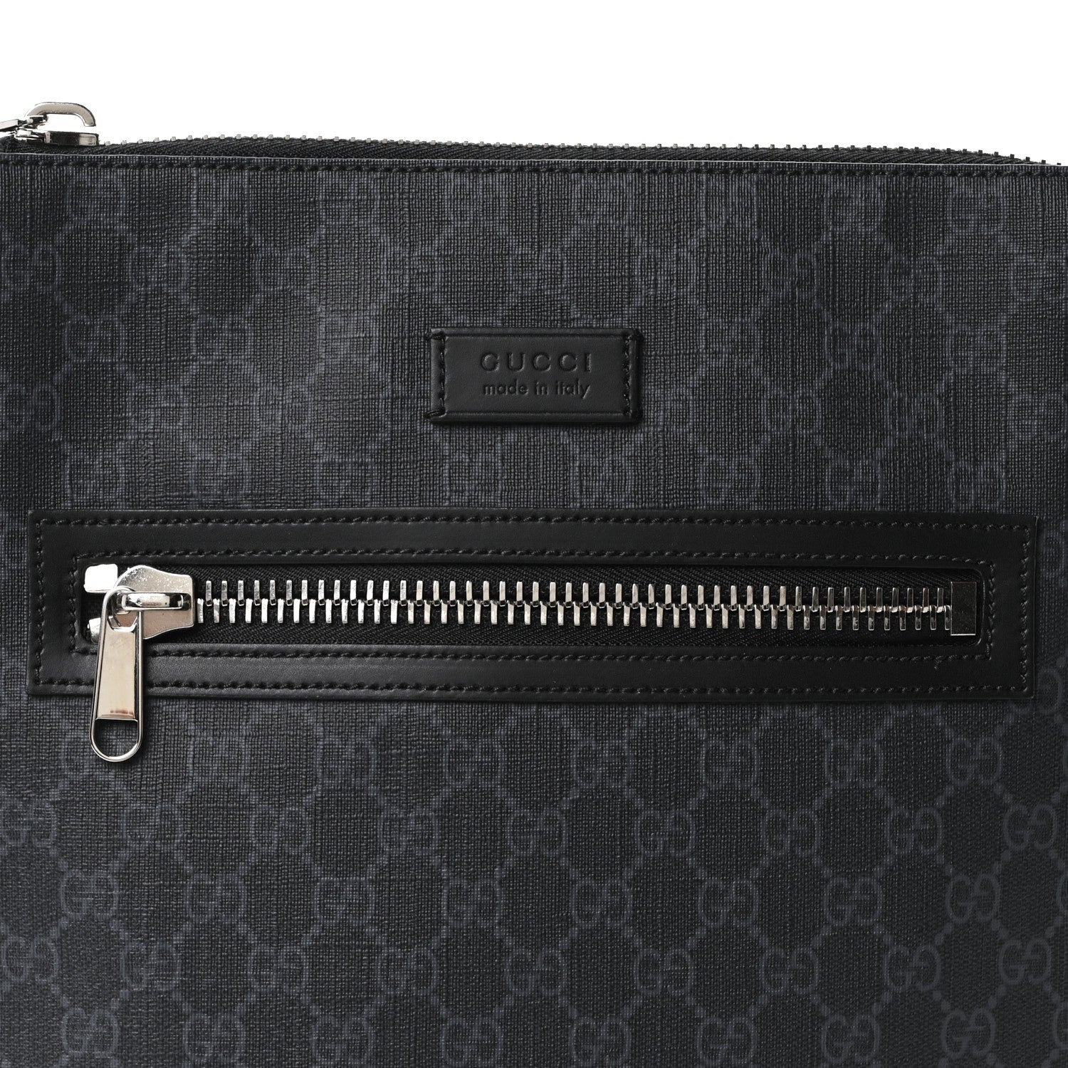Gucci GG Supreme Monogram Appia Calfskin Web Flat Messenger Bag Black Grey 8 of 10