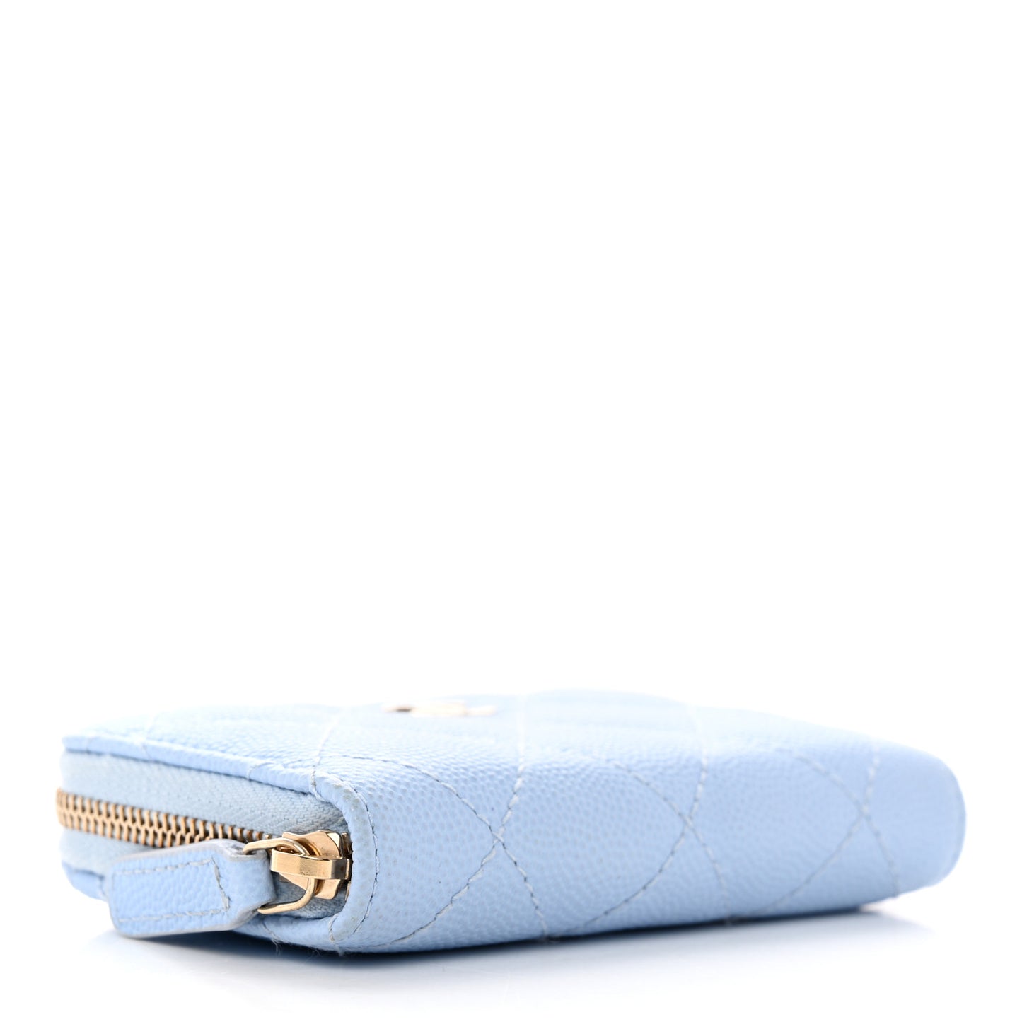 Caviar Quilted Zip Coin Purse Light Blue