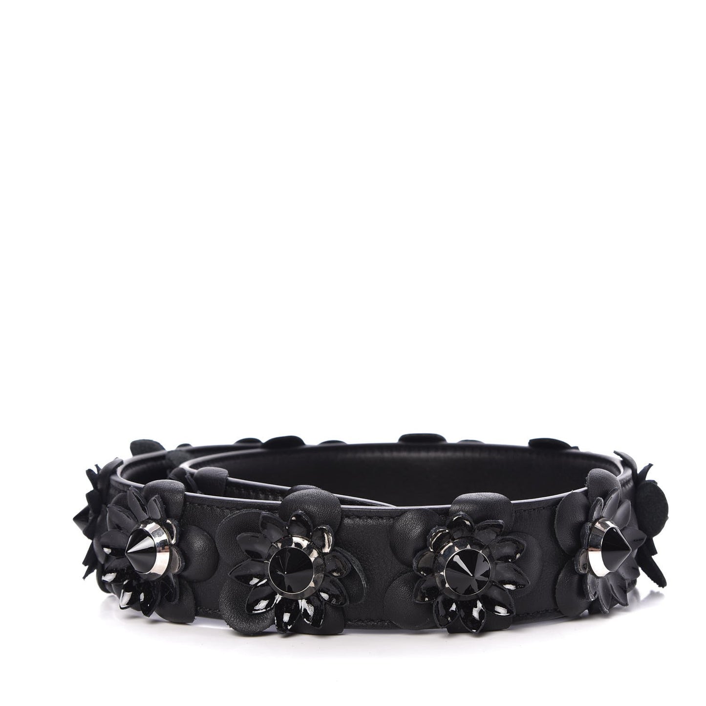 Vitello Dolce Nappa Patent Flowerland Studded Strap You Black
