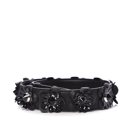 Fendi Vitello Dolce Nappa Patent Flowerland Studded Strap You Black 3 of 4