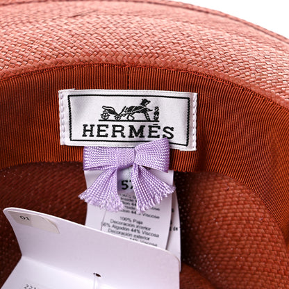 Hermes Straw Esperance Panama Hat 57 Terracotta 8 of 9