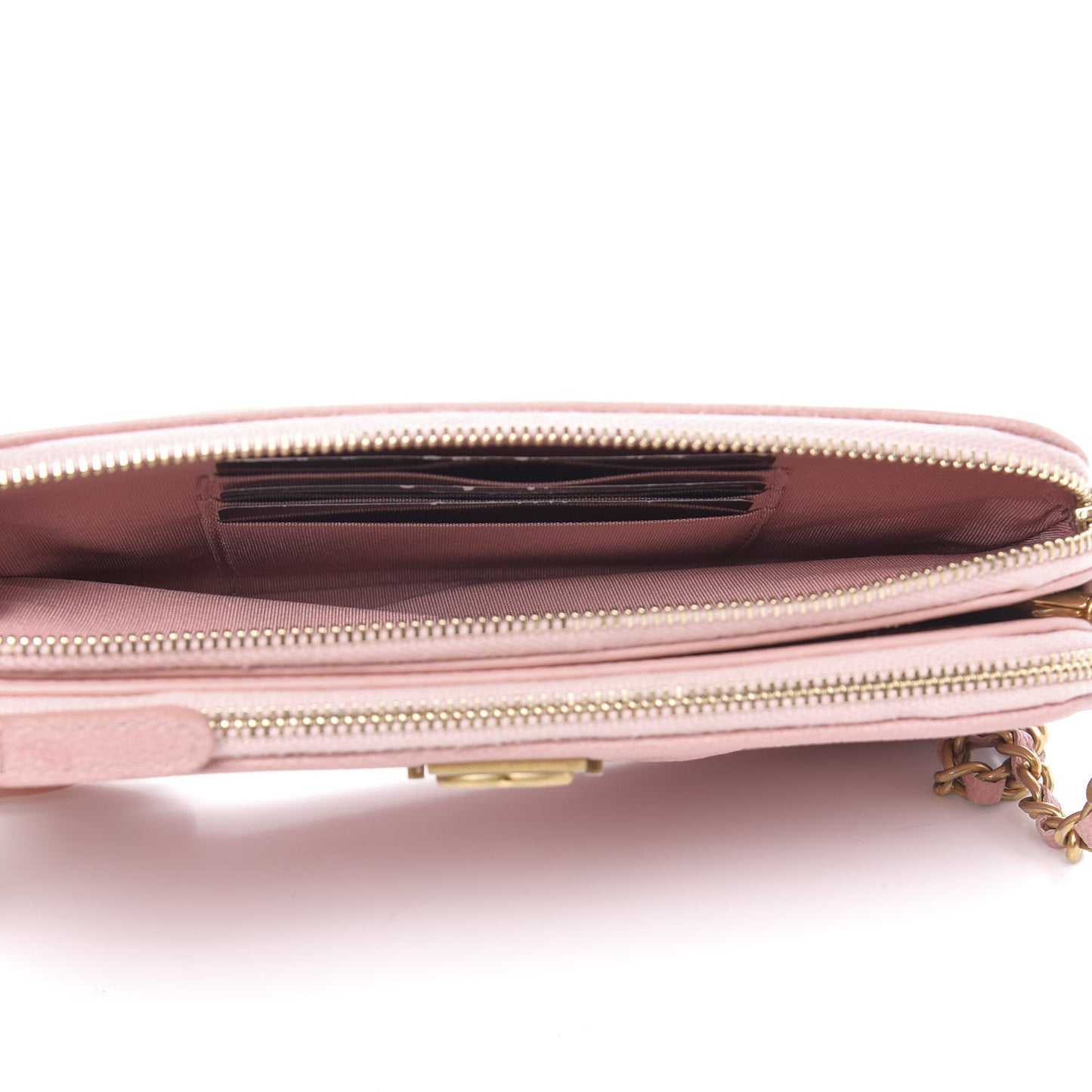 Caviar Quilted Small Boy Clutch With Chain Pink