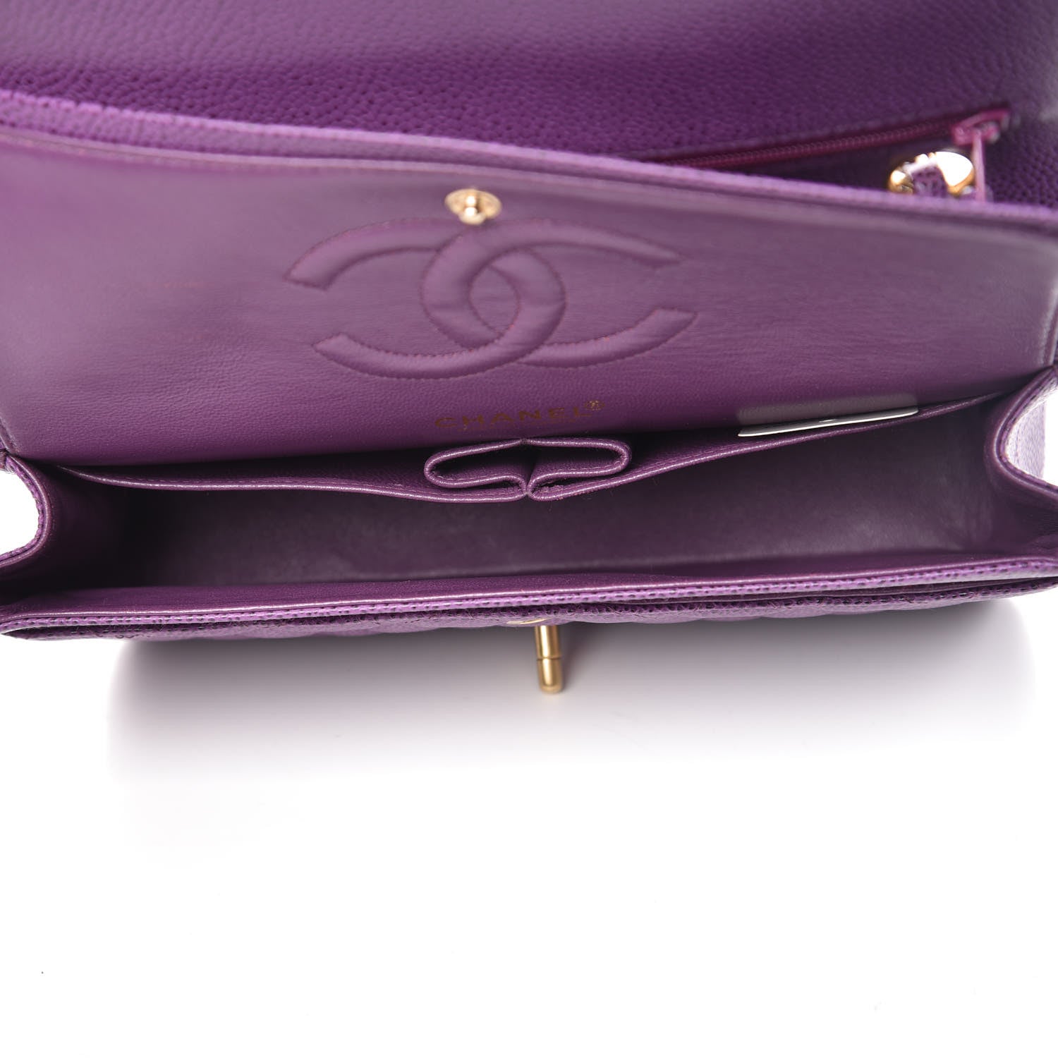 Chanel Caviar Quilted Medium Double Flap Dark Purple 5 of 9