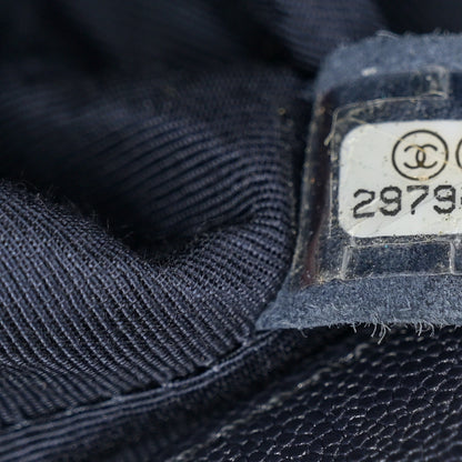 Chanel Caviar Chevron Quilted Medium Boy Flap Dark Navy Blue 7 of 10