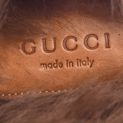 Gucci Malaga Kid Fur Womens Jordaan Loafers 36 Hibiscus Red Natural 6 of 9
