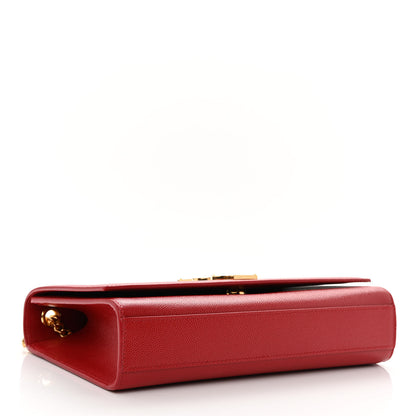 Saint Laurent Grain De Poudre Medium Monogram Kate Satchel Red 4 of 10