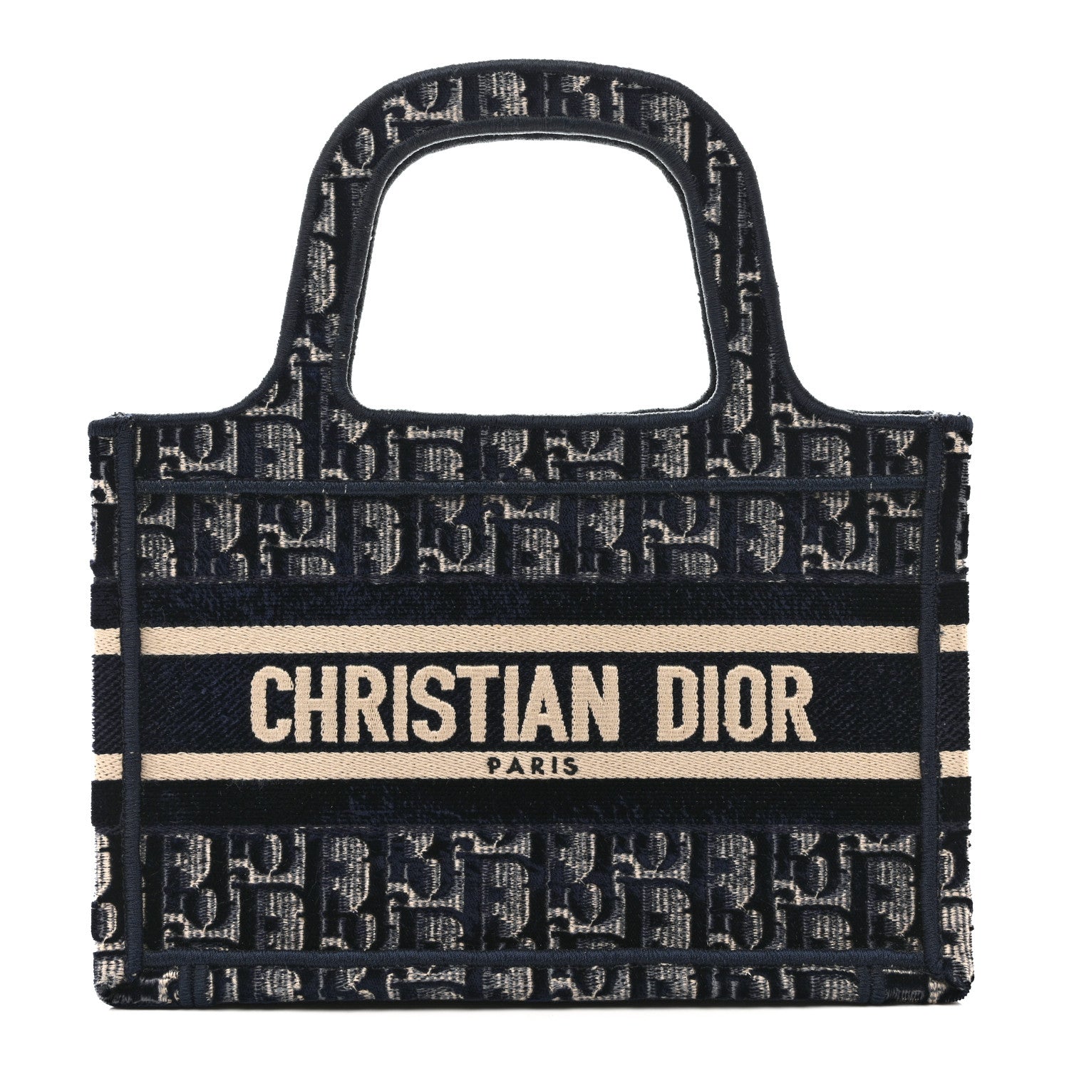 Christian Dior Velvet Oblique Mini Book Tote Blue Multicolor 1 of 12