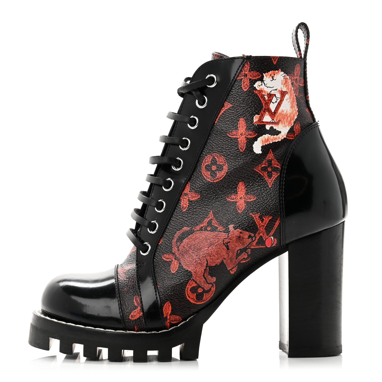 Louis Vuitton Patent Calfskin Catogram Star Trail Ankle Boots 37 Black Marron 1 of 11