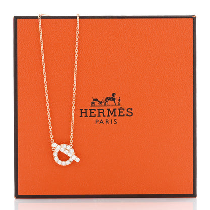 Hermes 18K Rose Gold Diamond Finesse Pendant Necklace 6 of 6