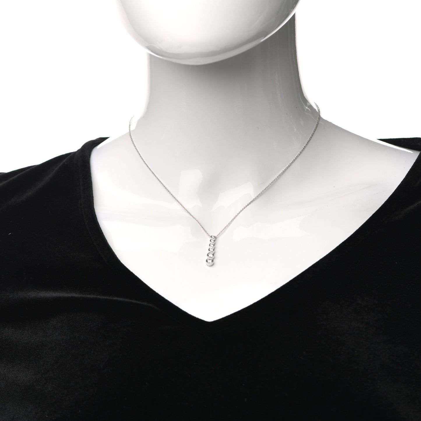 Platinum Diamond Jazz Graduated Drop Pendant Necklace