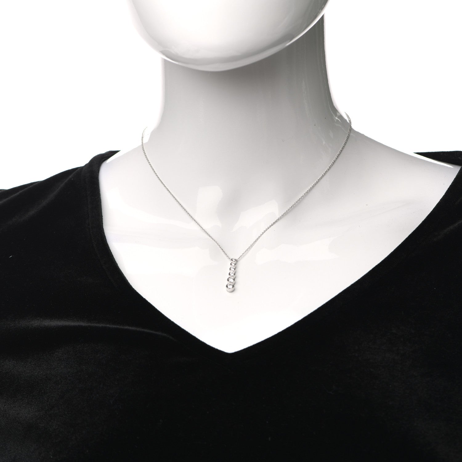 Tiffany Platinum Diamond Jazz Graduated Drop Pendant Necklace 2 of 6