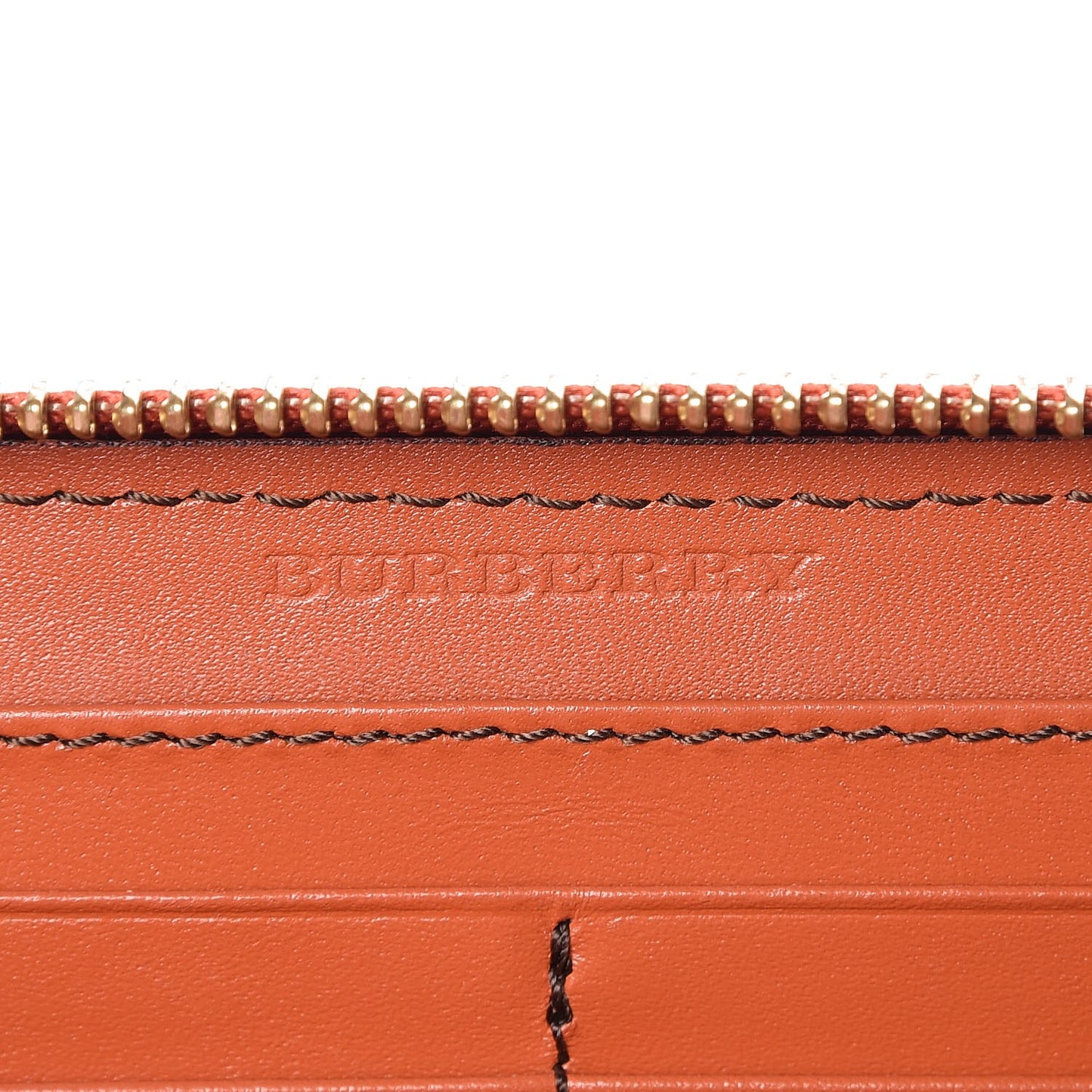 Haymarket Check Perforated Trim Large Ziggy Zip Around Wallet Orange