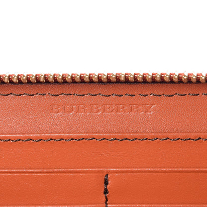 Burberry Haymarket Check Perforated Trim Large Ziggy Zip Around Wallet Orange 6 of 9