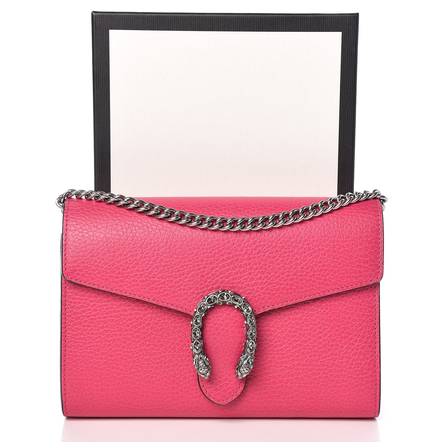 Dollar Calfskin Crystal Mini Dionysus Chain Wallet Box Pink