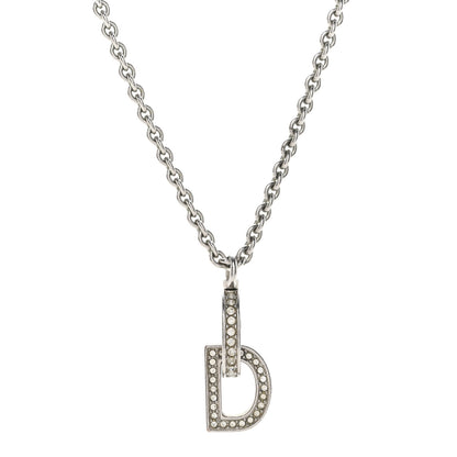 Christian Dior Metal Crystal CD Lock Necklace Silver 4 of 6