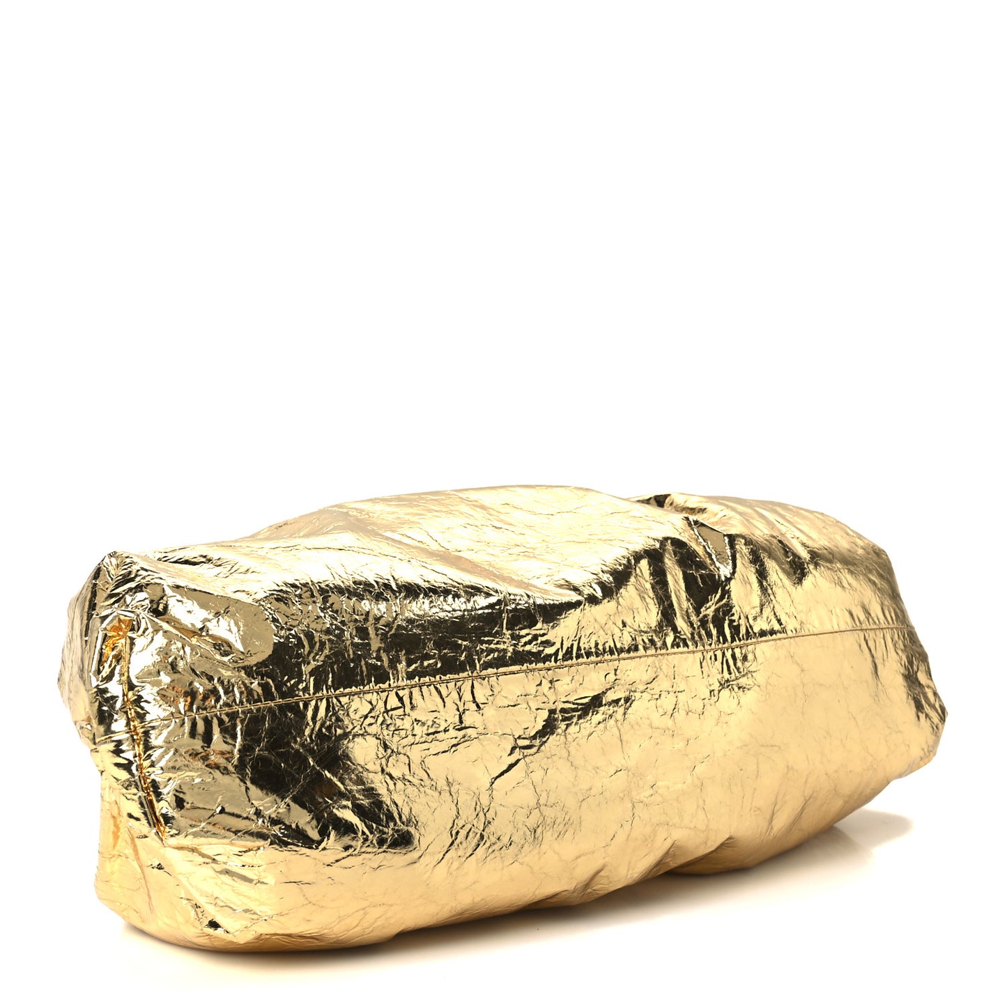 Metallic Crinkled Lambskin The Pouch Oversized Clutch Oro