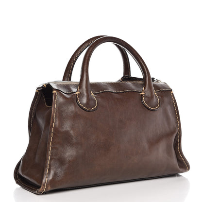 Chloe Calfskin Edith Satchel Brown 3 of 12