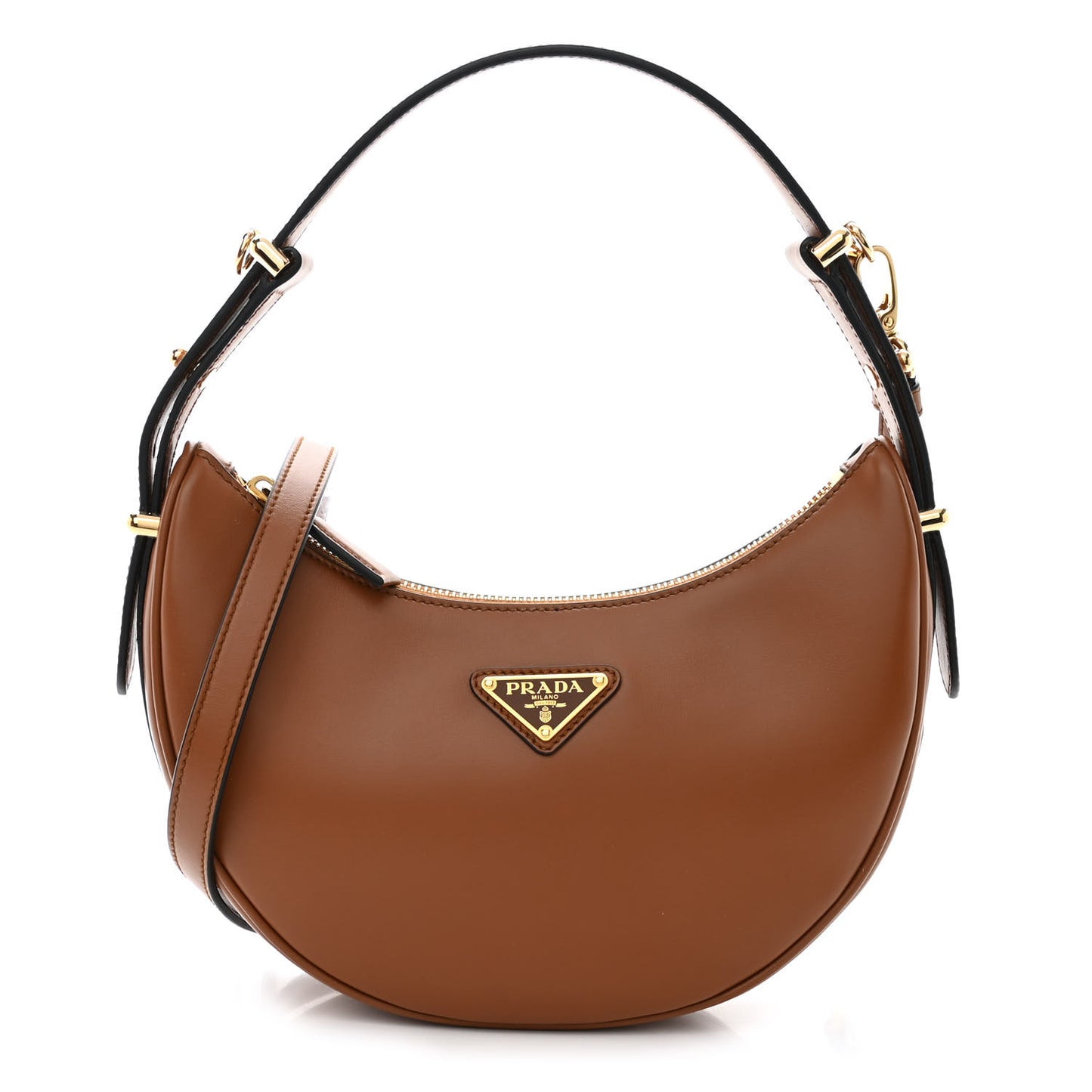 Soft Calfskin Arque Shoulder Bag Cognac