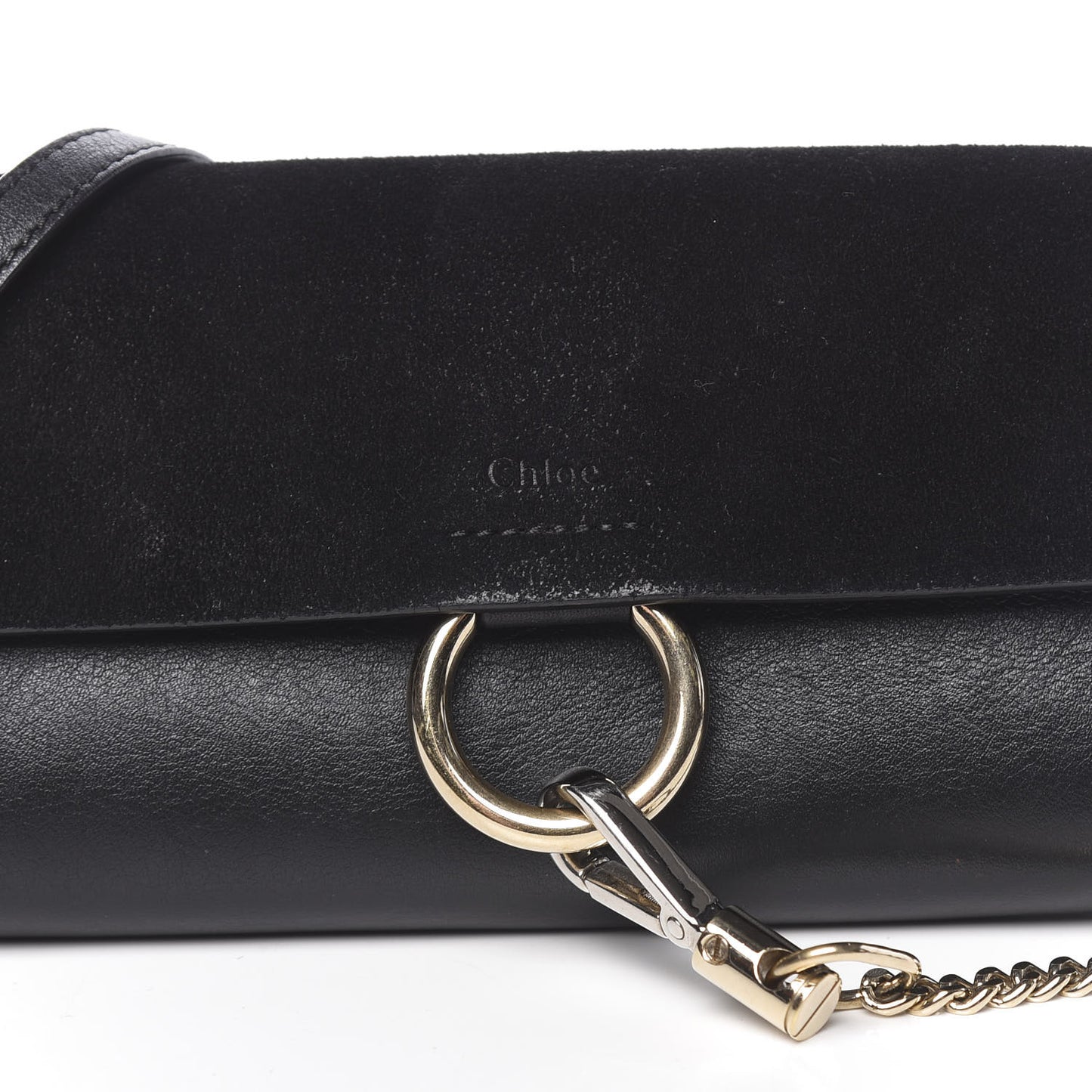 Suede Calfskin Mini Faye Shoulder Bag Black