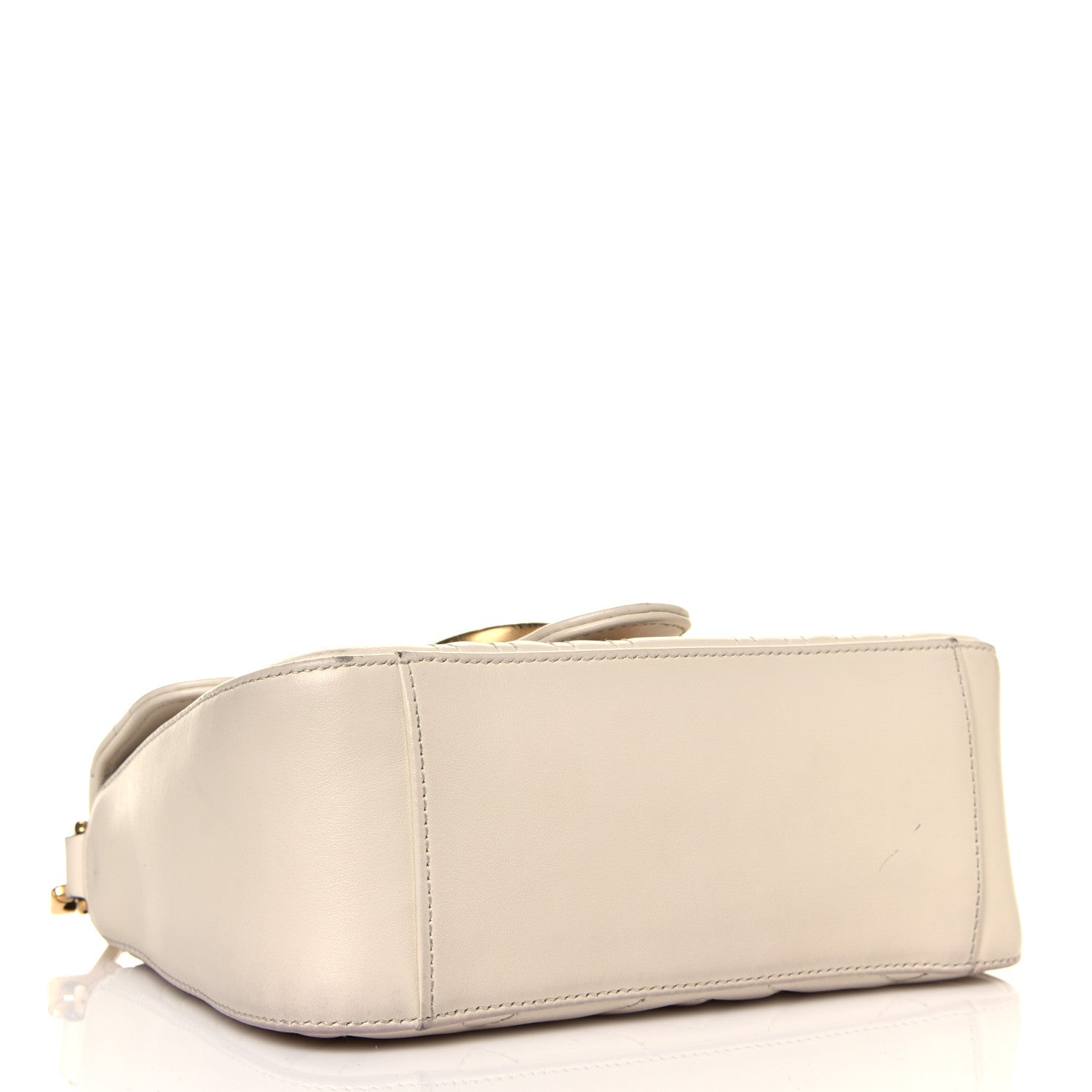 Gucci Calfskin Matelasse Mini GG Marmont Top Handle Shoulder Bag White 5 of 7