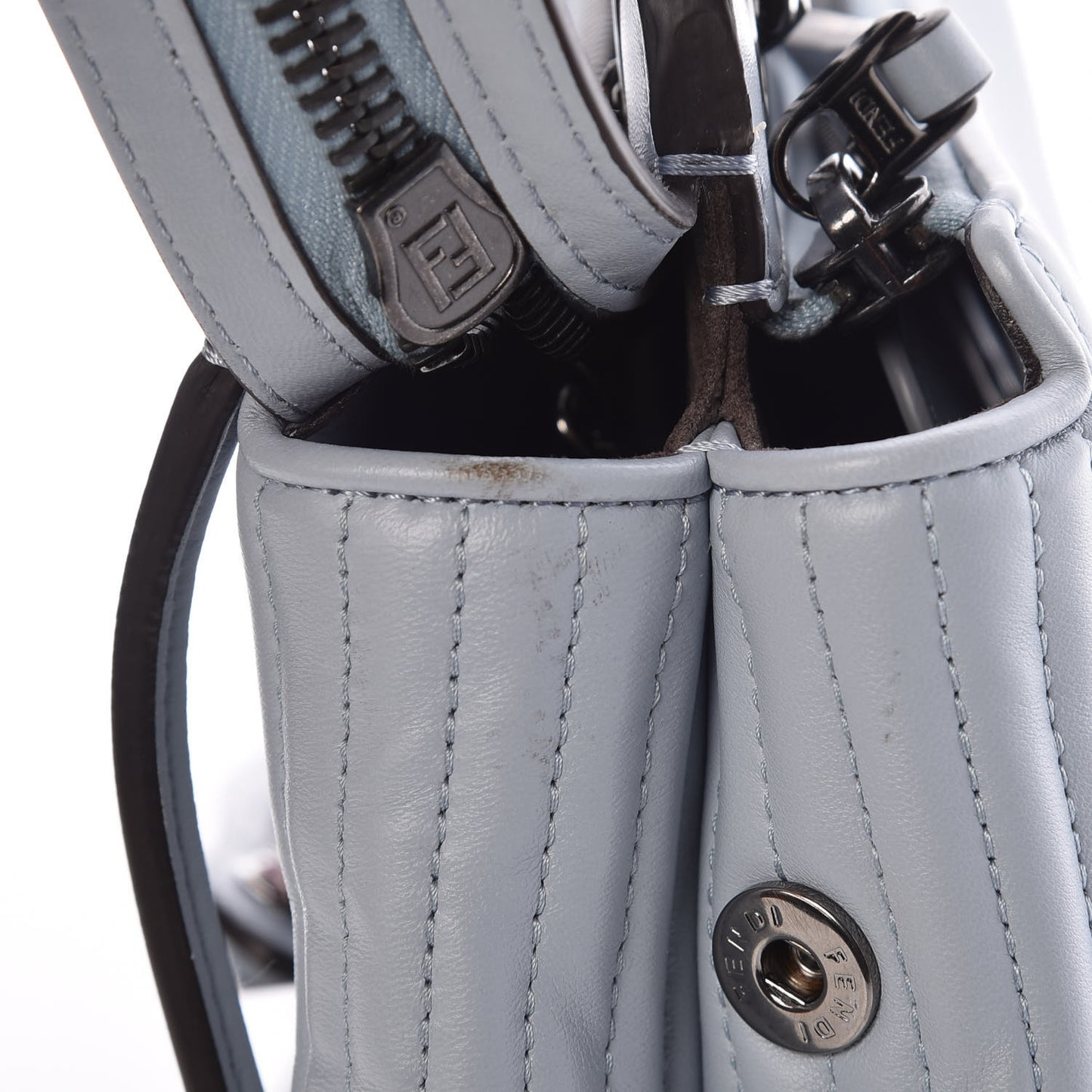 Shiny Nappa Trapuntata Chain Small DotCom Click Chain Satchel Light Blue