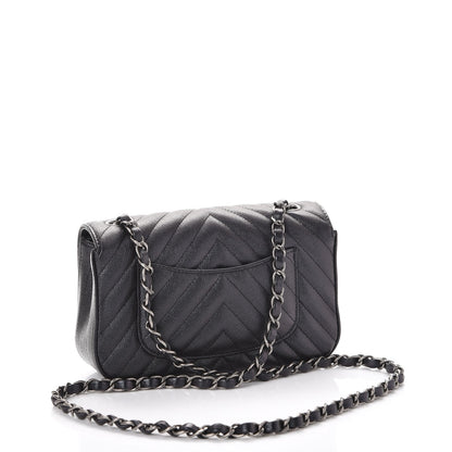 Chanel Iridescent Caviar Chevron Quilted Mini Rectangular Flap Black 3 of 7