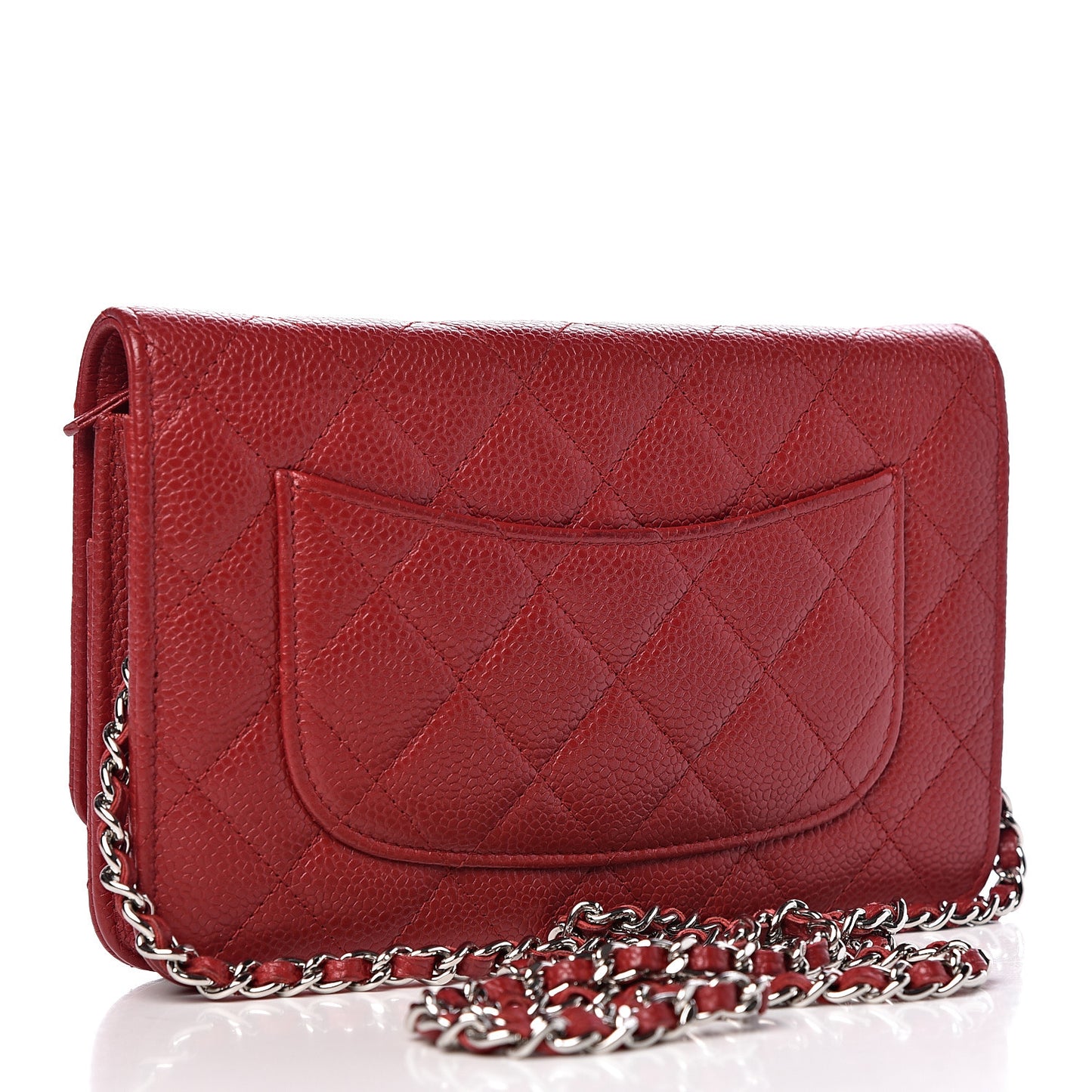Caviar Quilted Wallet on Chain WOC Red