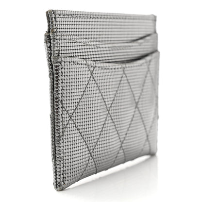Chanel Metallic Calfskin Pixel Effect Card Holder Dark Silver 3 of 9