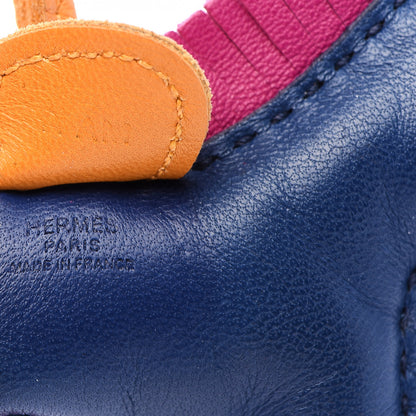 Hermes Milo Lambskin Grigri Rodeo Horse Bag Charm PM Bleu Saphir Rose Pourpre Bouton D'Or 4 of 5