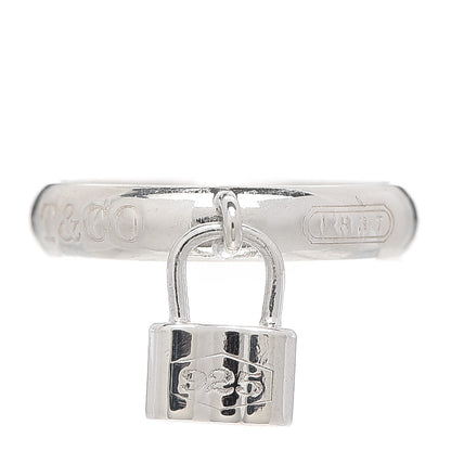 Tiffany Sterling Silver 1837 Lock Charm Ring 56 7.5 1 of 4
