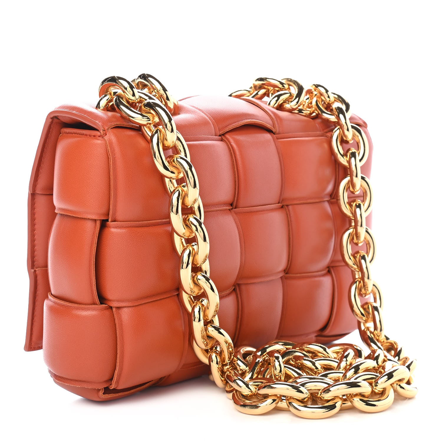 Bottega Veneta Lambskin Maxi Intreccio Padded Chain Cassette Crossbody Bag Maple 2 of 7
