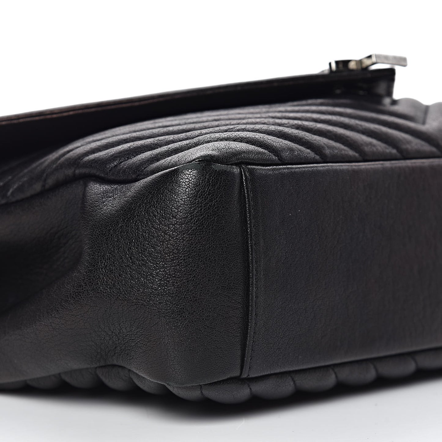 Sheepskin Matelasse Chevron Monogram Large College Satchel Black